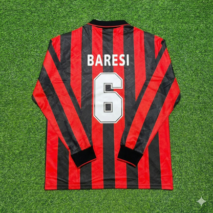 Franco Baresi #6 AC Milan 1993 1994 Home Long Sleeve Retro Football Jersey