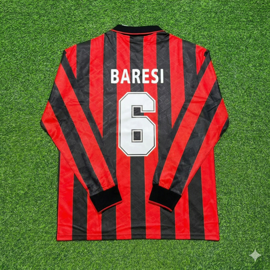 Franco Baresi #6 AC Milan 1993 1994 Home Long Sleeve Retro Football Jersey