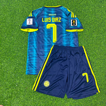 Luis Díaz Colombia 2026 World Cup Away Kids Football Jersey Kit