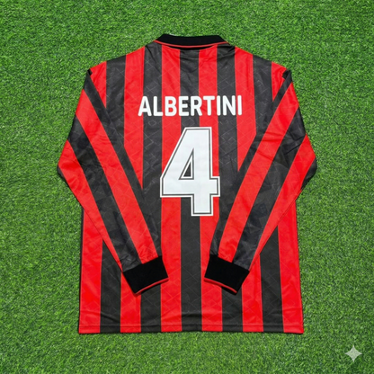 Demetrio Albertini #4 AC Milan 1993 1994 Home Long Sleeve Retro Football Jersey