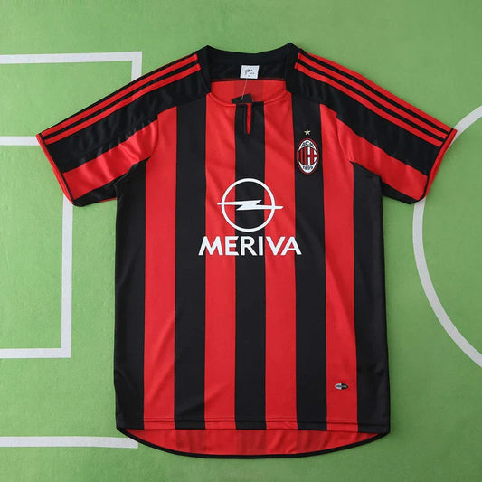 03/04 AC Milan Season Home Black And Red Retro Jersey Trikot Soccer Kit