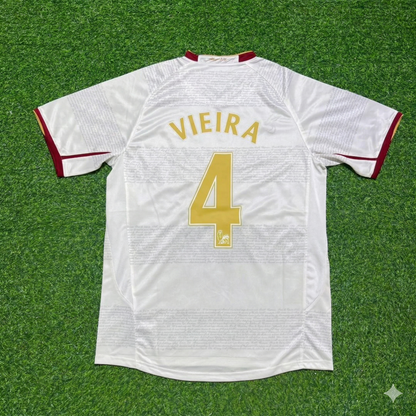 Patrick Vieira #4 Arsenal 2004 2005 Away Retro White Football Jersey