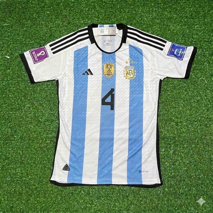 Argentina World Cup 2022 Gonzalo Montiel 4- Qatar Champion Home Football Jersey