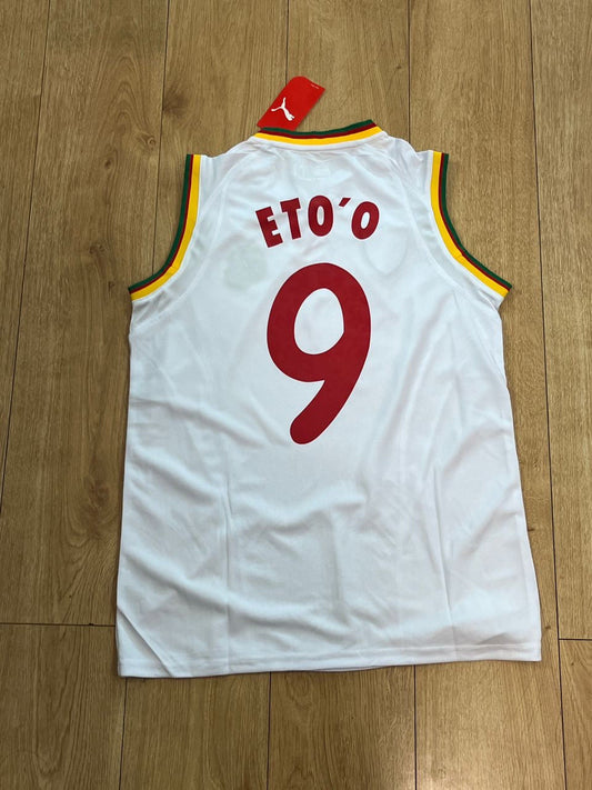 Samuel Eto'o 9 - Cameroon AFCON 2002 Retro Sleeveless Kit Jersey Maillot Trikot