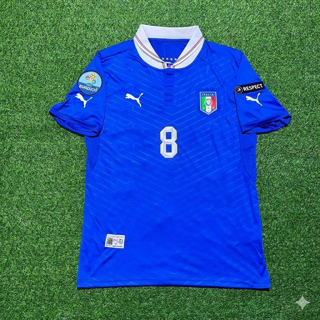 Italy EURO 2012 Claudio Marchisio 8- Retro Home Football Jersey