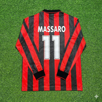 Daniele Massaro #11 AC Milan 1993 1994 Home Long Sleeve Retro Football Jersey