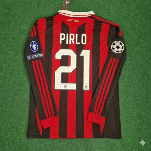 Andrea Pirlo Milan 2009 2011 Retro Long Sleeve Football Jersey