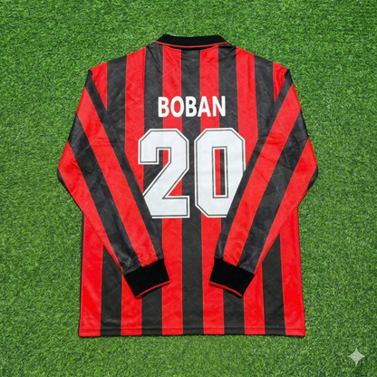 Zvonimir Boban #20 AC Milan 1993 1994 Home Long Sleeve Retro Football Jersey