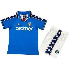 Man City Retro Kids Blue Kit Set