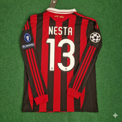 Alessandro Nesta Milan 2009 2011 Retro Long Sleeve Football Jersey