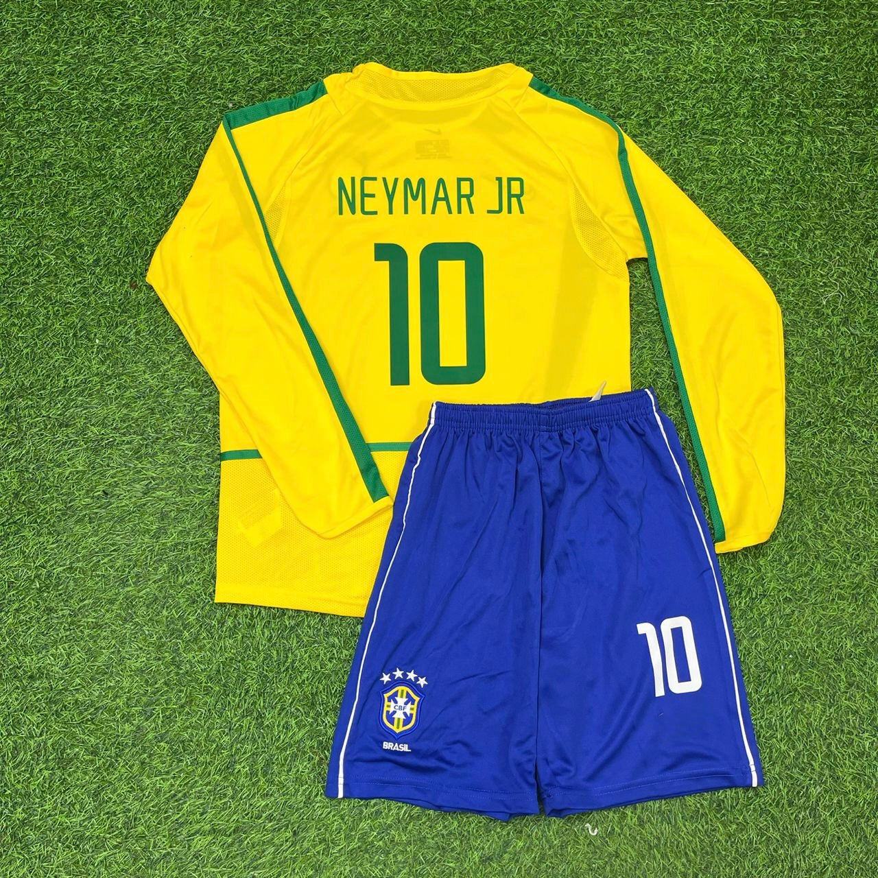 Brazil Neymar Jr Legendary Yellow Long Sleeve Retro Football Jersey