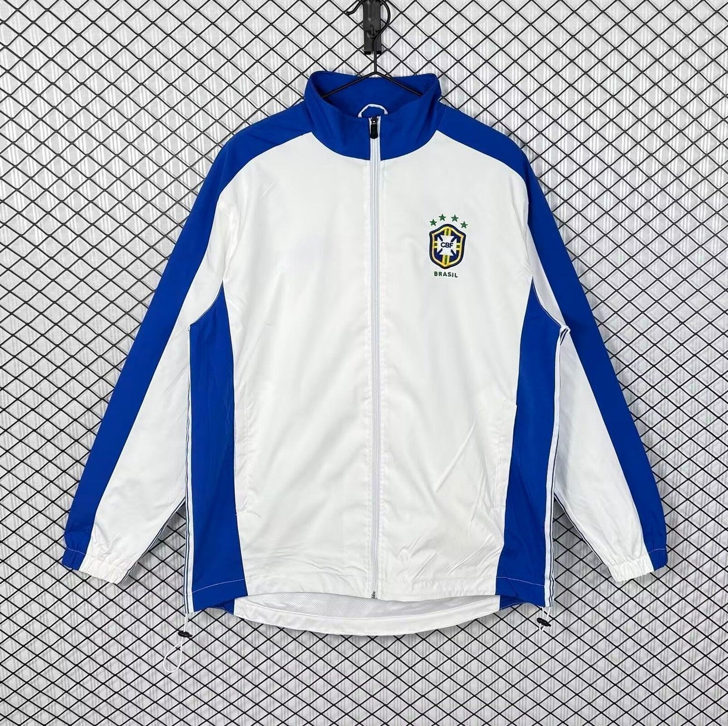 Brazil 1998 White Retro Windbreaker Jacket Jersey