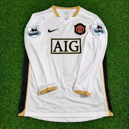 Carlos Tevez #32 Manchester United 2006-2007 White Retro Long Sleeve Football Jersey Kit