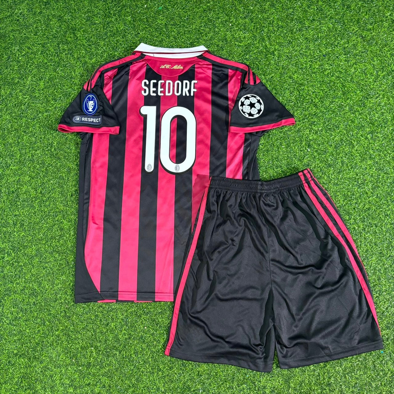 Clarence Seedorf AC Milan 2008-2009 Kids Home Retro Football Jersey Kit