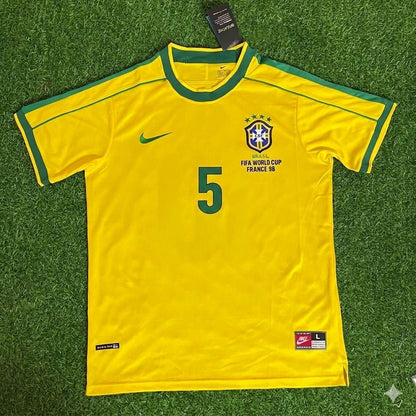 Brazil World Cup 1998 Flávio Conceição #5 Retro Football Jersey