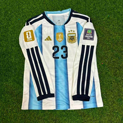 Argentina Emiliano Martinez Goalkeeper 2026 World Cup Home Patch Long Sleeve Kids Football Jersey