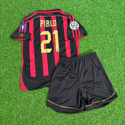 Andrea Pirlo Milan 2006/2007 Retro Kids Football Jersey Kit