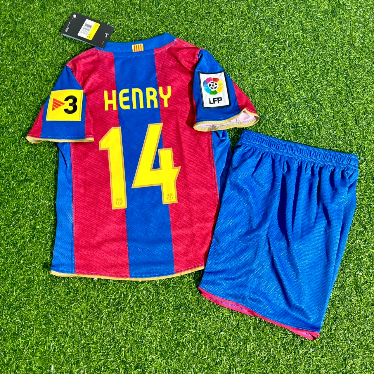 Thierry Henry Barcelona 2007/2008 Retro Kids Football Jersey Kit