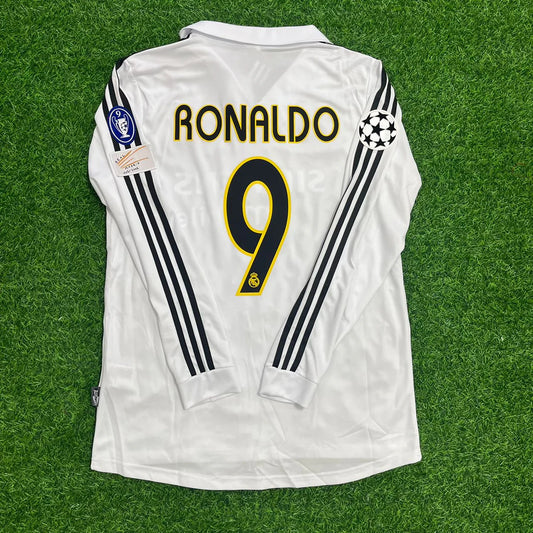 Ronaldo Nazario #R9 Real Madrid 2002 2003 White Home Football Jersey Shirt Trikot Maillot