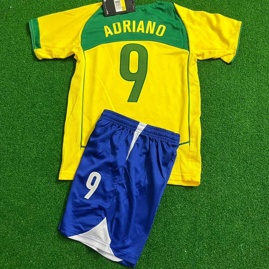 2004-06 Adriano Brazil Retro Kids kit Kindertrikot maillot enfant Soccer Kit