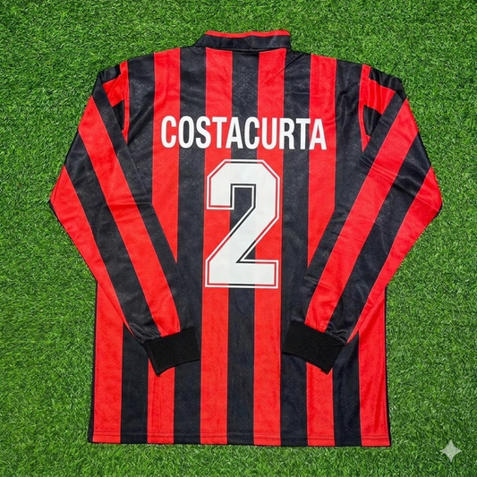 Alessandro Costacurta #2 AC Milan 1989-1990 Retro Long Sleeve Football Jersey Kit