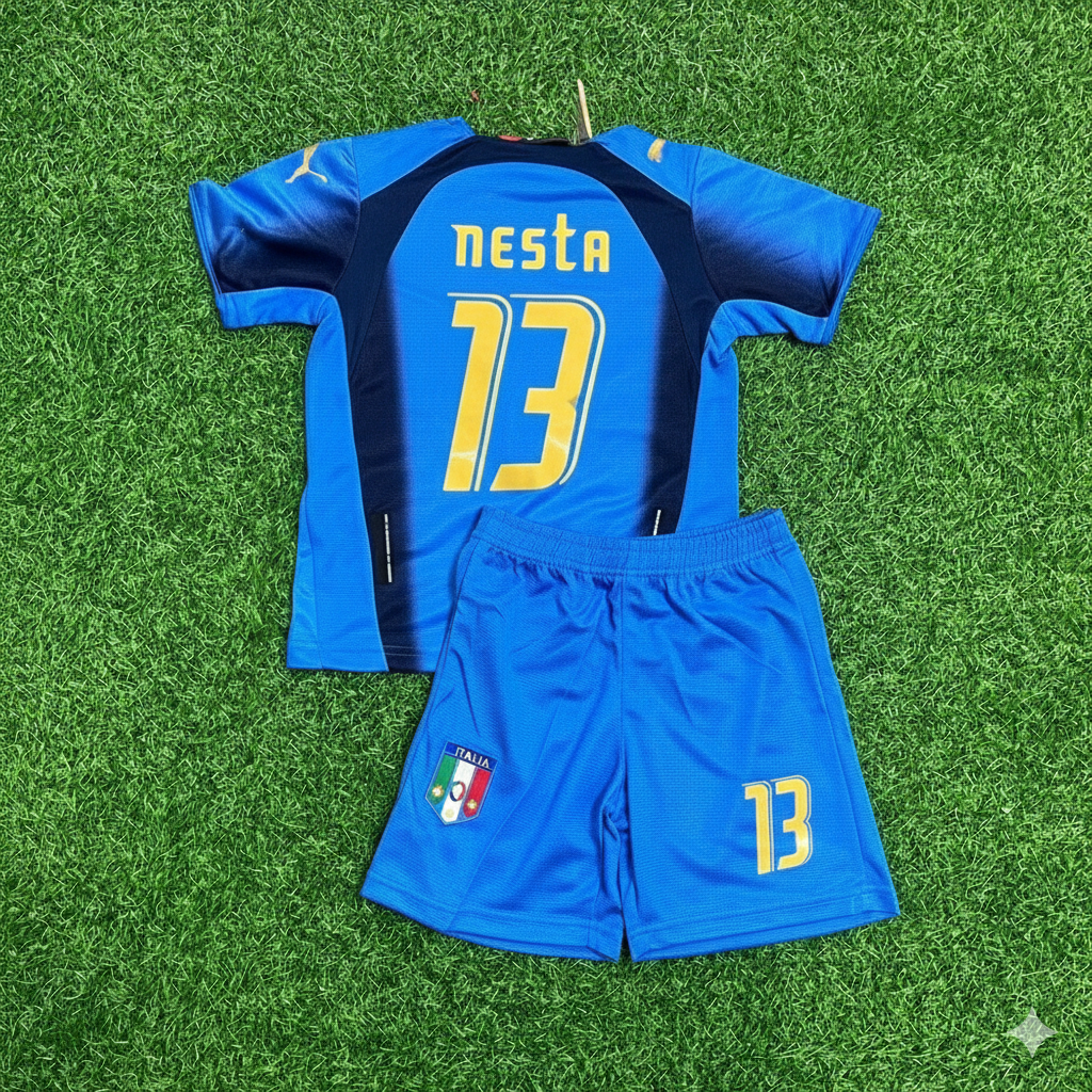 Italy World Cup 2006 Alessandro Nesta 13- Final Retro Kids Football Jersey Kinder