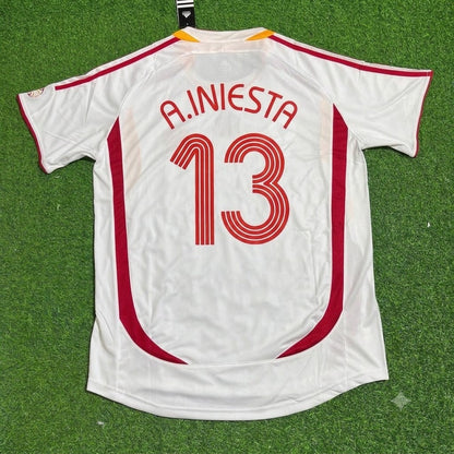 Spain World Cup 2006 Andres Iniesta White Retro Football Jersey