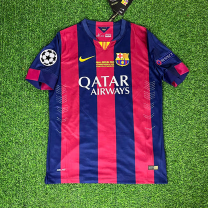 Andres Iniesta #8 Barcelona 2015 Champions League Final Kids Retro Football Jersey
