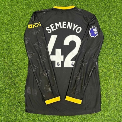 Antoine Semenyo #42 Manchester City 2026-2027 Away Black Long Sleeve Football Jersey