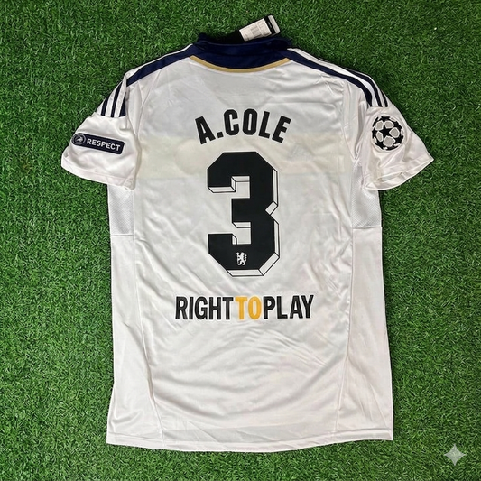 Ashley Cole #3 Chelsea 2011 2012 Champions League White Yellow Retro Football Jersey