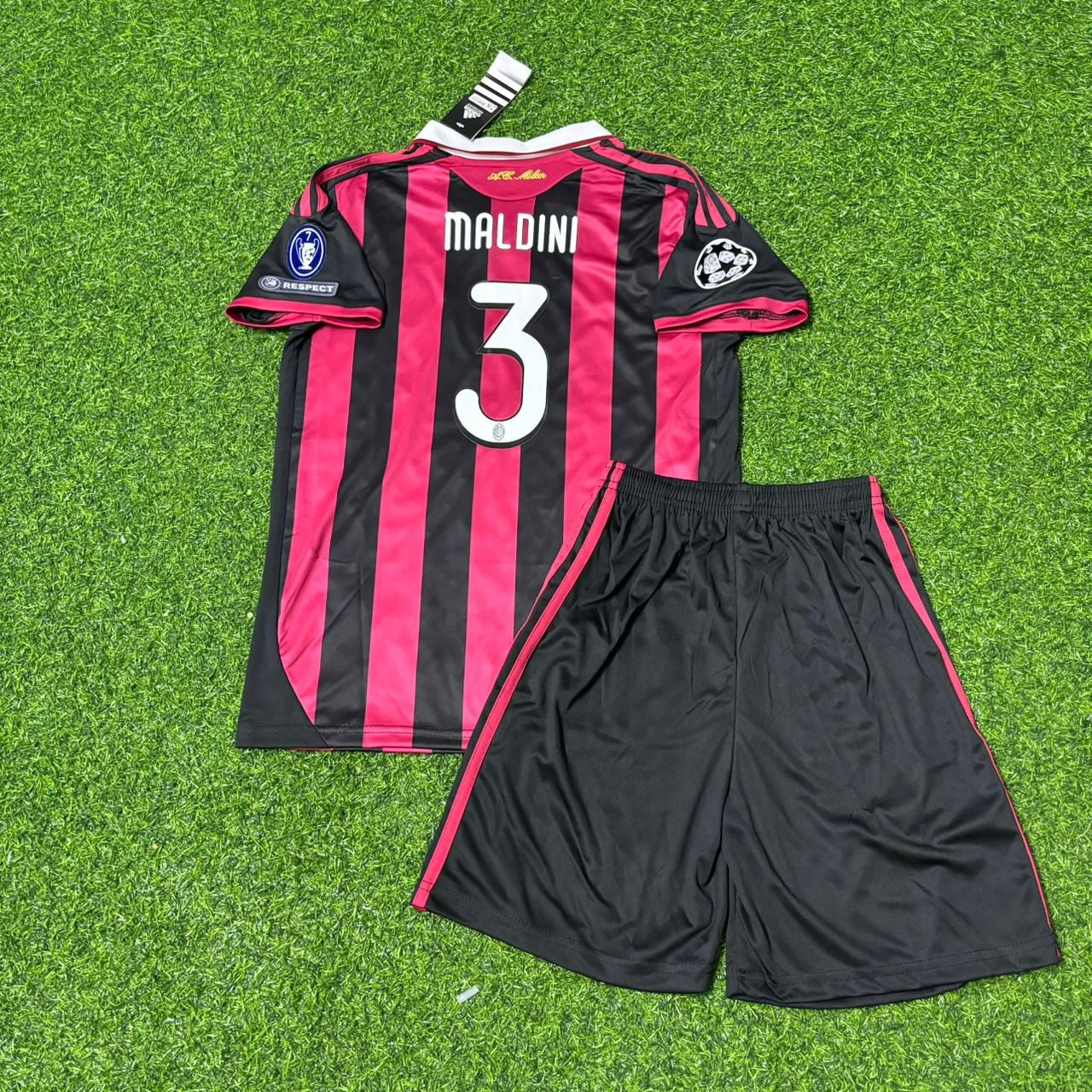 Paolo Maldini AC Milan 2008-2009 Final Season Kids Home Retro Football Jersey Kit