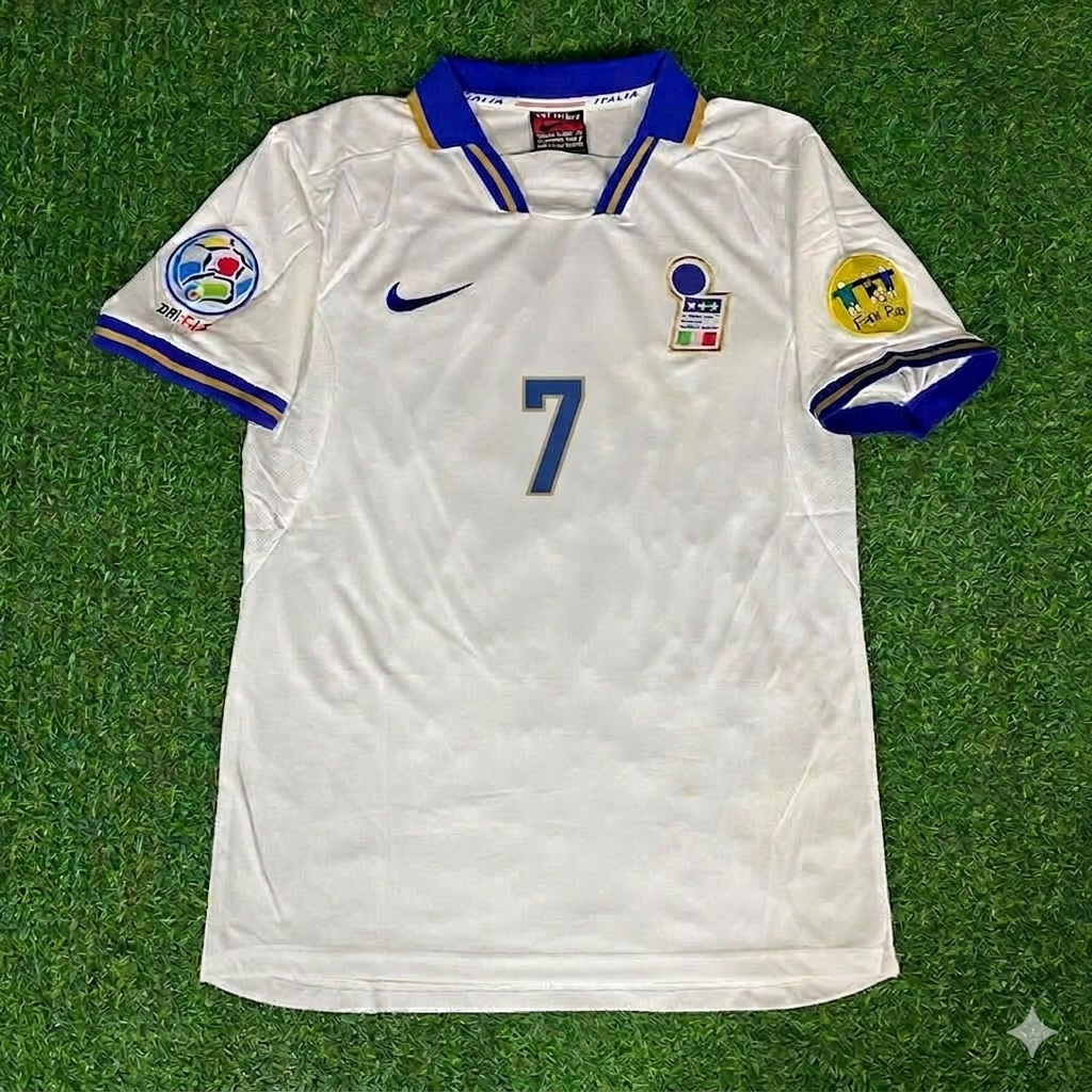 Italy EURO 1996 Roberto Donadoni #7 White Retro Football Jersey