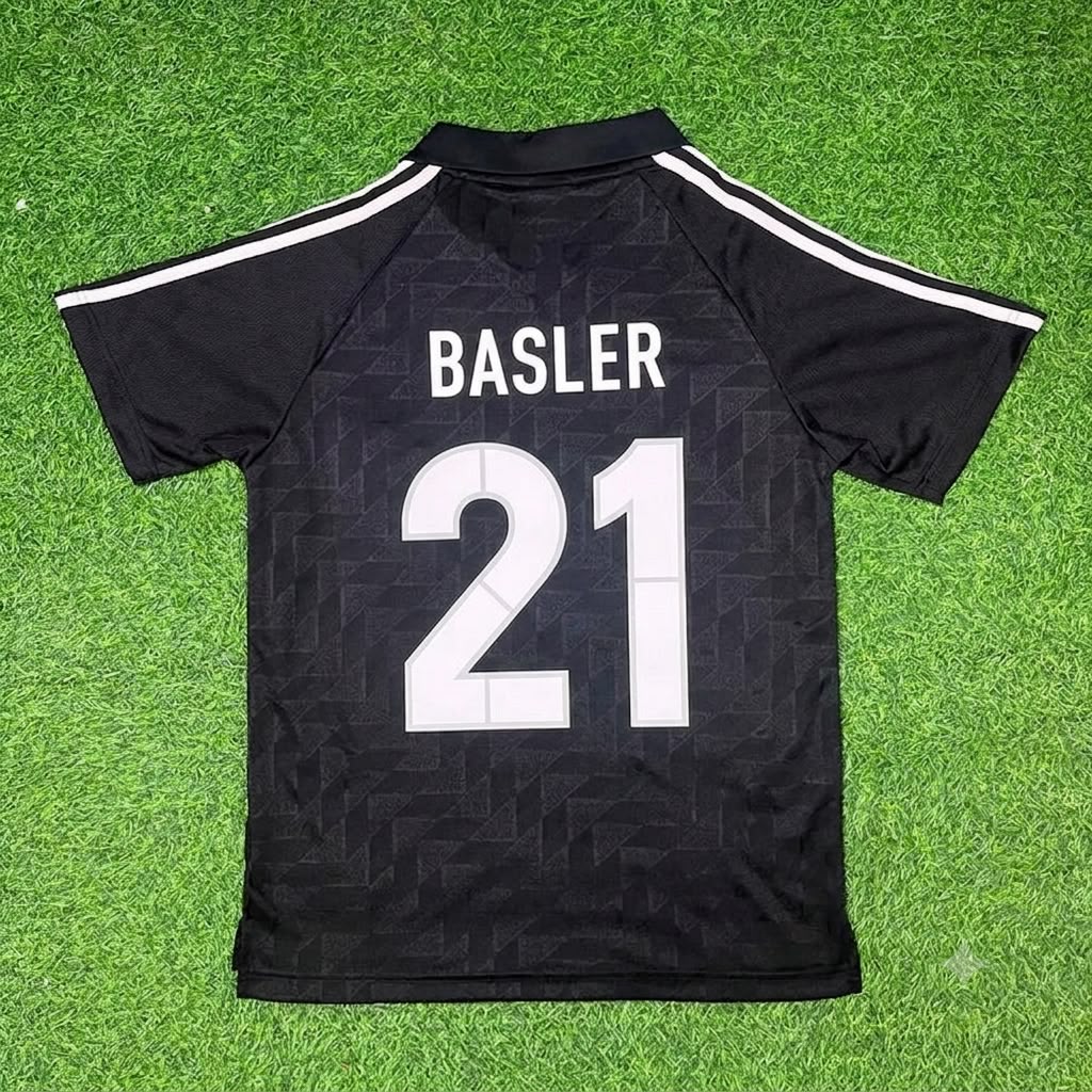 Mario Basler Germany Deutschland Schwarzes Retro Fußballtrikot Jersey
