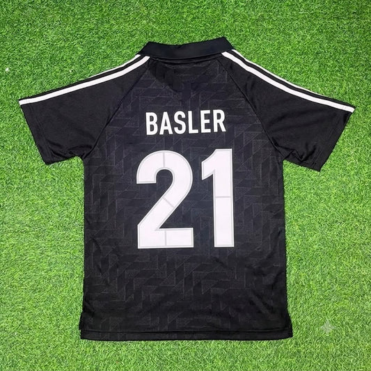 Mario Basler Germany Deutschland Schwarzes Retro Fußballtrikot Jersey