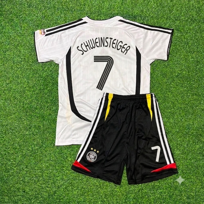 Germany World Cup 2006 Bastian Schweinsteiger Kids White Retro Football Jersey Kit