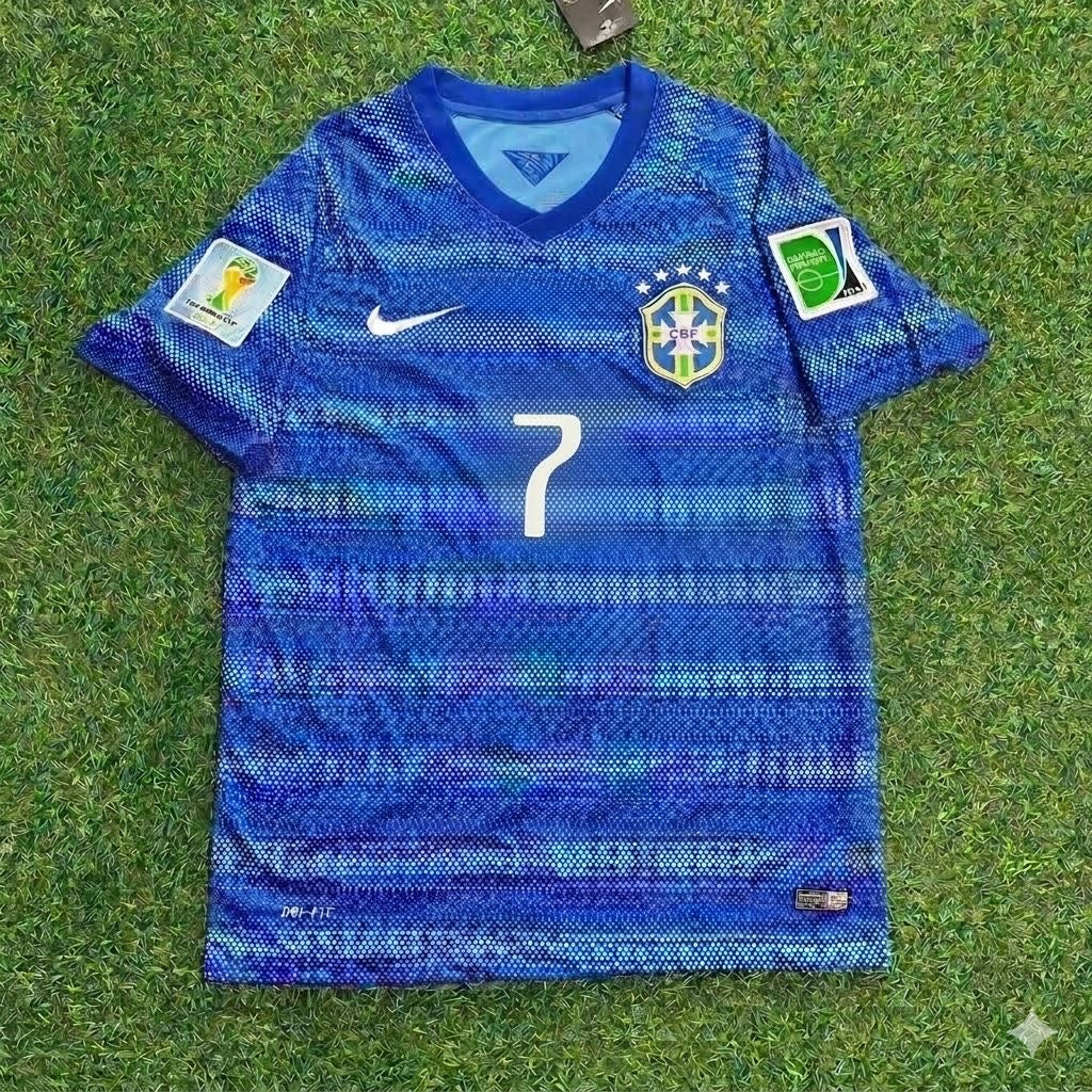 Hulk 7- 2014 World Cup Retro Blue Football Jersey