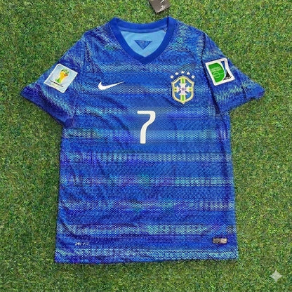 Hulk 7- 2014 World Cup Retro Blue Football Jersey