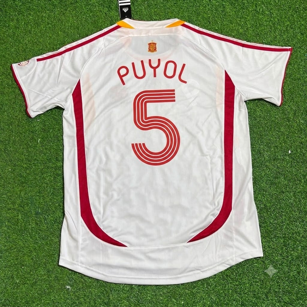 Spain World Cup 2006 Carles Puyol White Retro Football Jersey