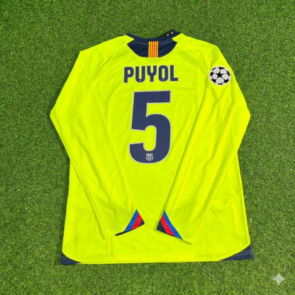 Carles Puyol Barcelona 2005-2006 Yellow Green Retro Long Sleeve Football Jersey Kit