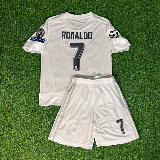 7 Cristiano Ronaldo - Real Madrid 2016 Final Kids Jersey KinderTrikot Maillot Enfant Soccer Kit
