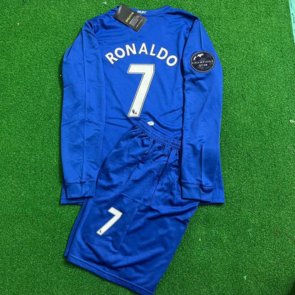 Cristiano Ronaldo Manchester United 2008/09 Blue Kids Kit Football Jersey Kit for Children