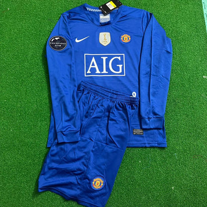 Cristiano Ronaldo Manchester United 2008/09 Blue Kids Kit Football Jersey Kit for Children