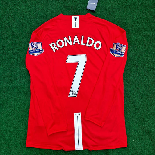 Cristiano Ronaldo Manchester United 2008 EPL Patch Retro Long Sleeve Football Jersey