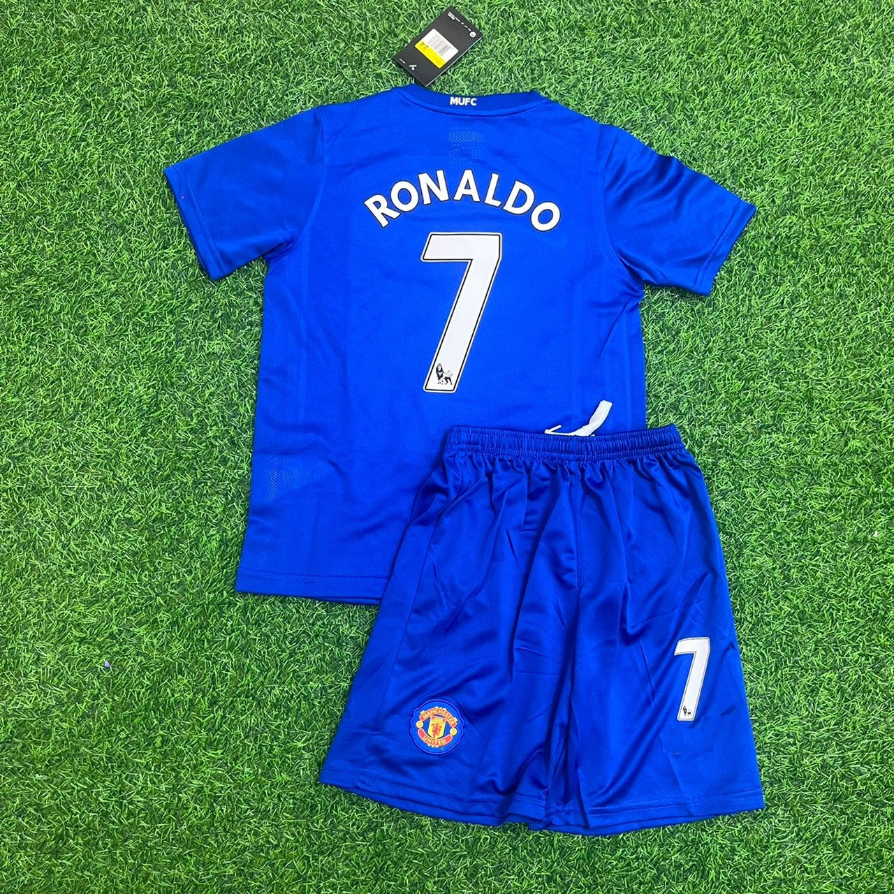 Cristiano Ronaldo Manchester United Blue Kids Children Set Retro Football Jersey Kinder