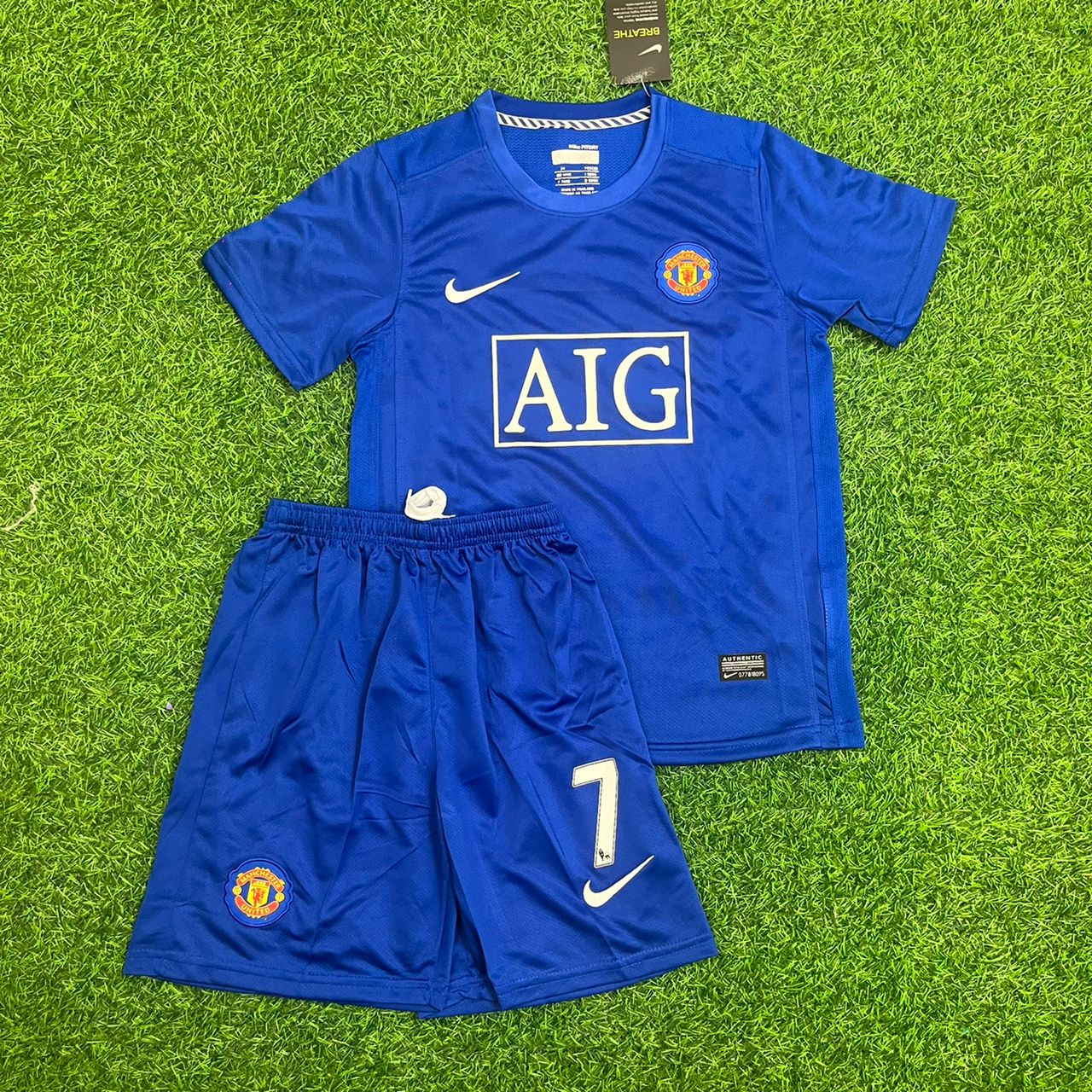 Cristiano Ronaldo Manchester United Blue Kids Children Set Retro Football Jersey Kinder
