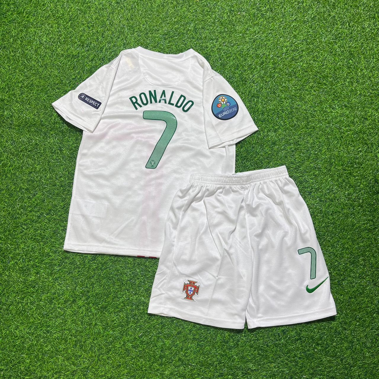 Cristiano Ronaldo Portugal 2012 White Ronaldo Kids Kit Football Jersey Kit for Children