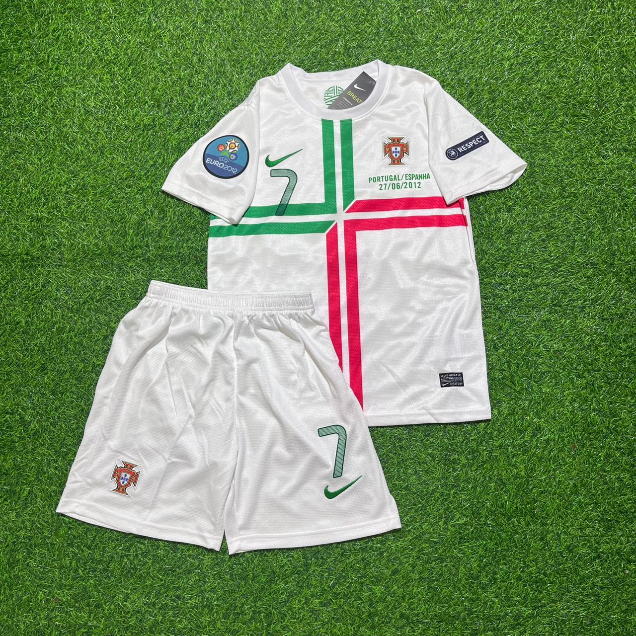 Cristiano Ronaldo Portugal 2012 White Ronaldo Kids Kit Football Jersey Kit for Children