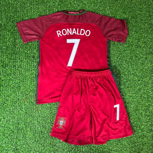 Cristiano Ronaldo Portugal 2016 Home Ronaldo Kids Kit Football Jersey Kit for Children