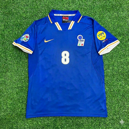 Italy EURO 1996 Antonio Conte #8 Blue Retro Soccer Football Jersey Kit Shirt