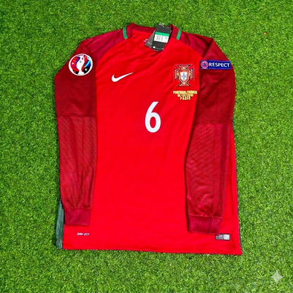 Portugal EURO 2016 Ricardo Carvalho 6- Final Long Sleeve Retro Football Jersey